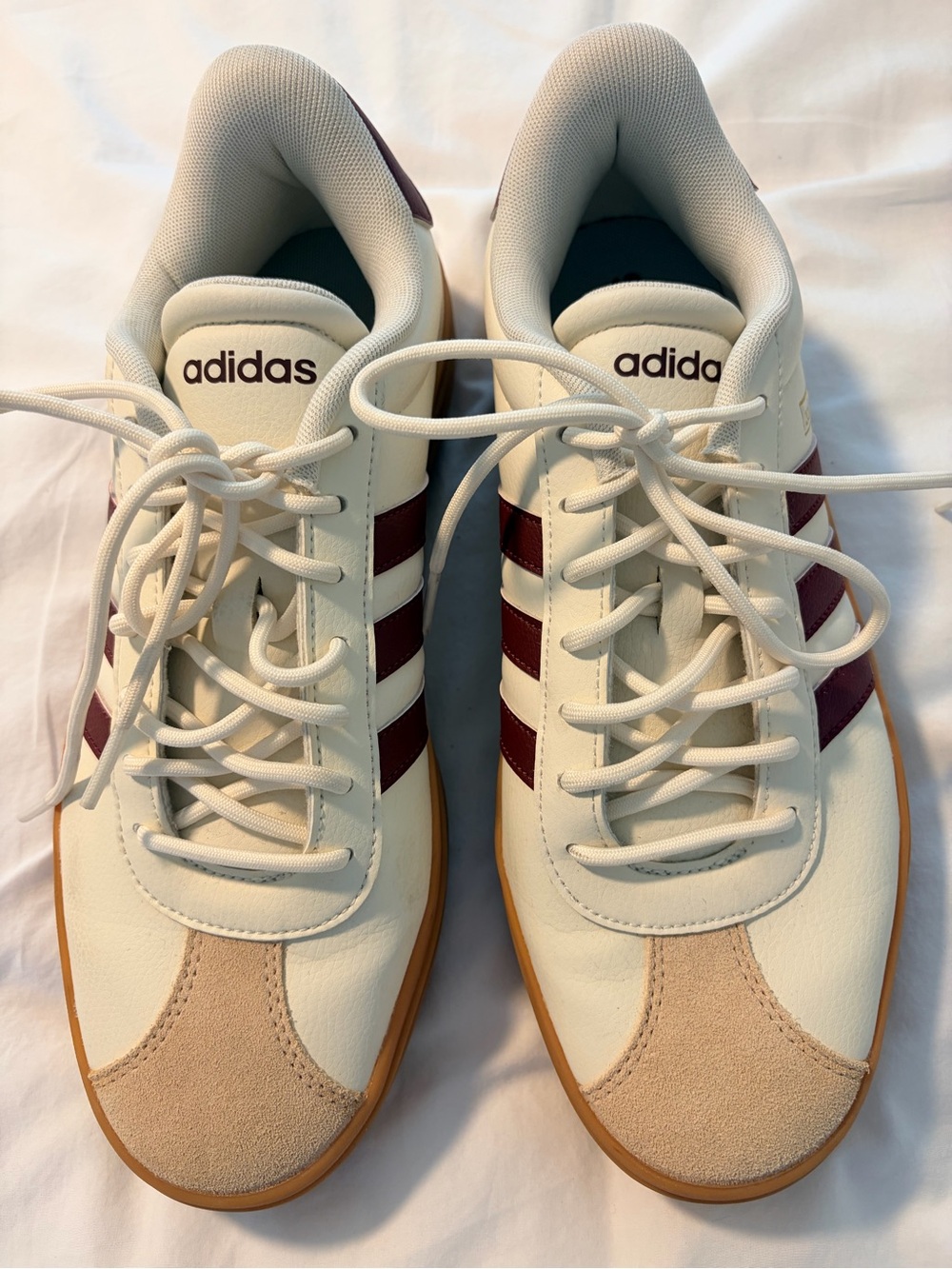 Adidas Women’s Maroon and Cream Classic Court Sneakers